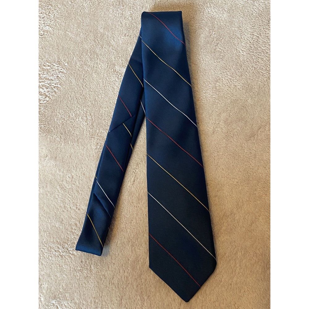 Vintage Hennessey Couture Blue Multicolor Striped Necktie 3.25"x55" Made In USA‎